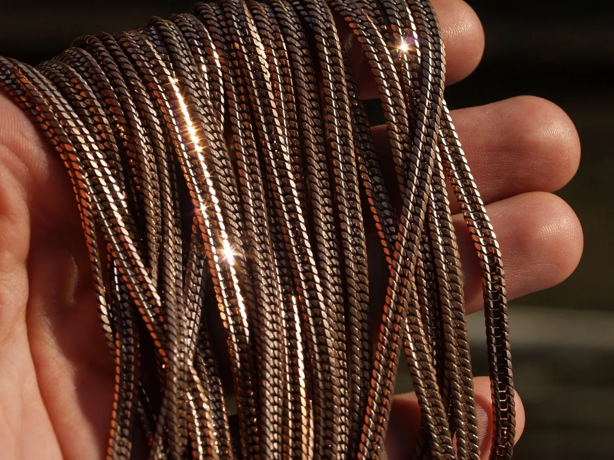 1 Meter  Vintage  Copper Plated Brass Soldered Chain (4.00 X 1.5 Mm)  Z083