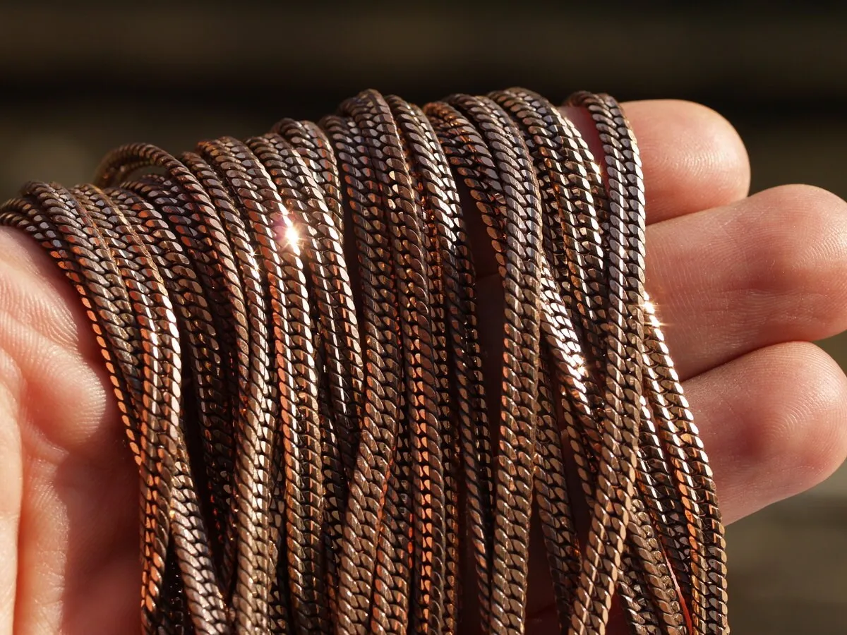 1 Meter  Vintage  Copper Plated Brass Soldered Chain (4.00 X 1.5 Mm)  Z083