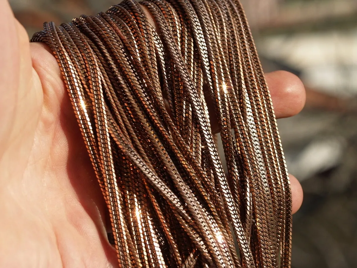 1 Meter  Vintage  Copper Plated Brass Soldered Chain (4.00 X 1.5 Mm)  Z083