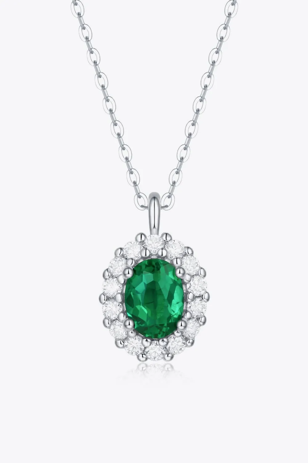 1.5 Ct Emerald 925 Sterling Silver Necklace