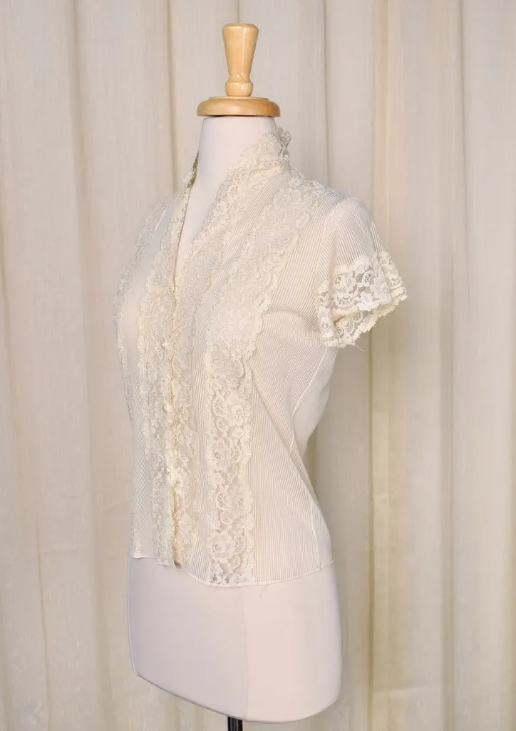 1950s Champagne Lace Blouse