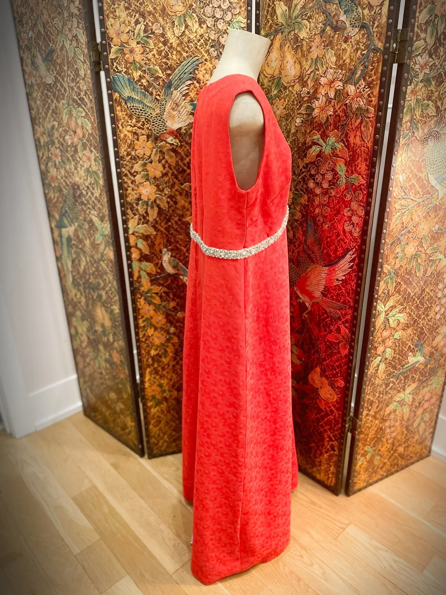 1960s Vermillion Red Long Gown