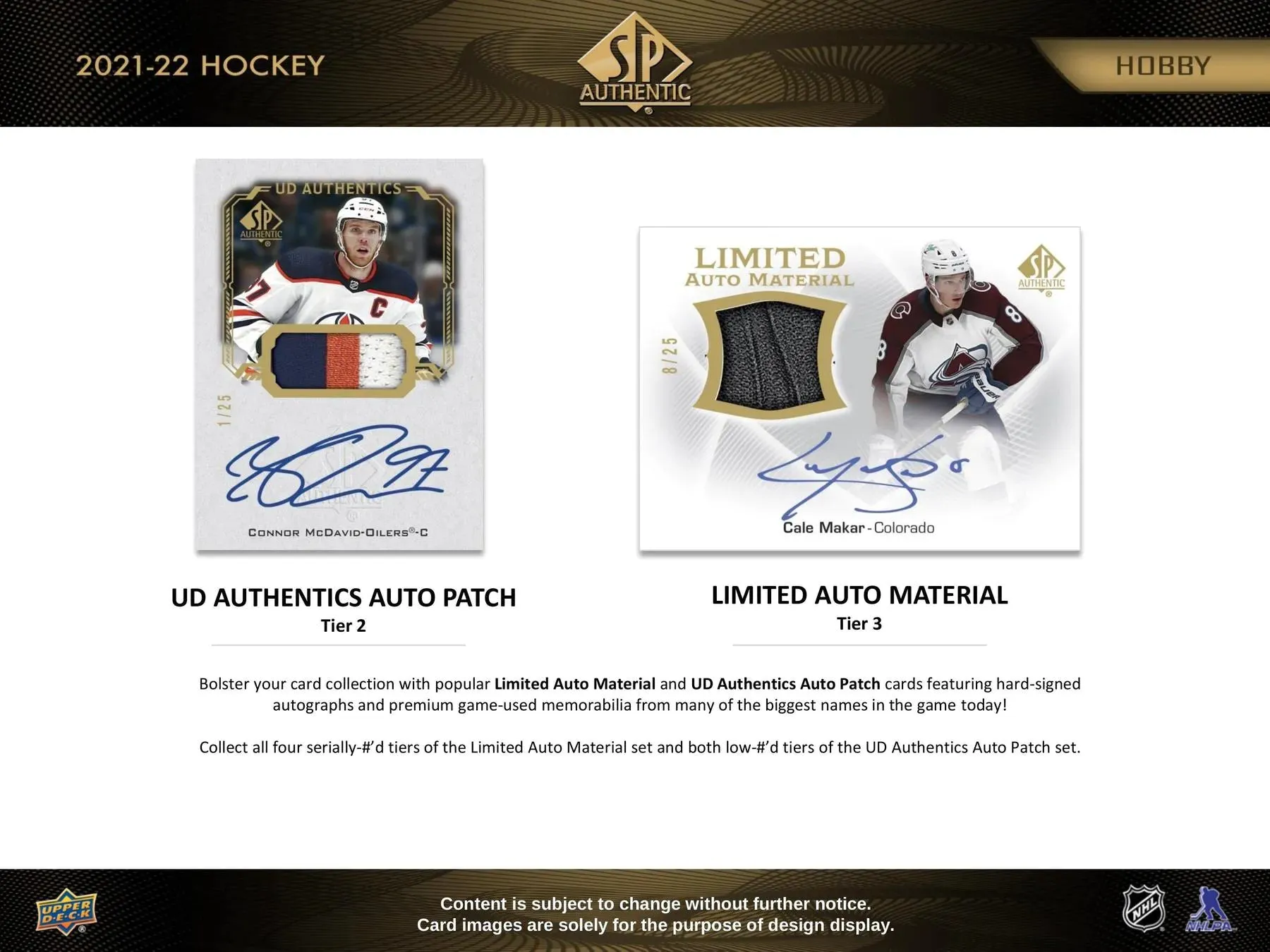 2021/22 Upper Deck SP Authentic Hockey Hobby Box 10 Packs Per Box, 9 Cards Per Box