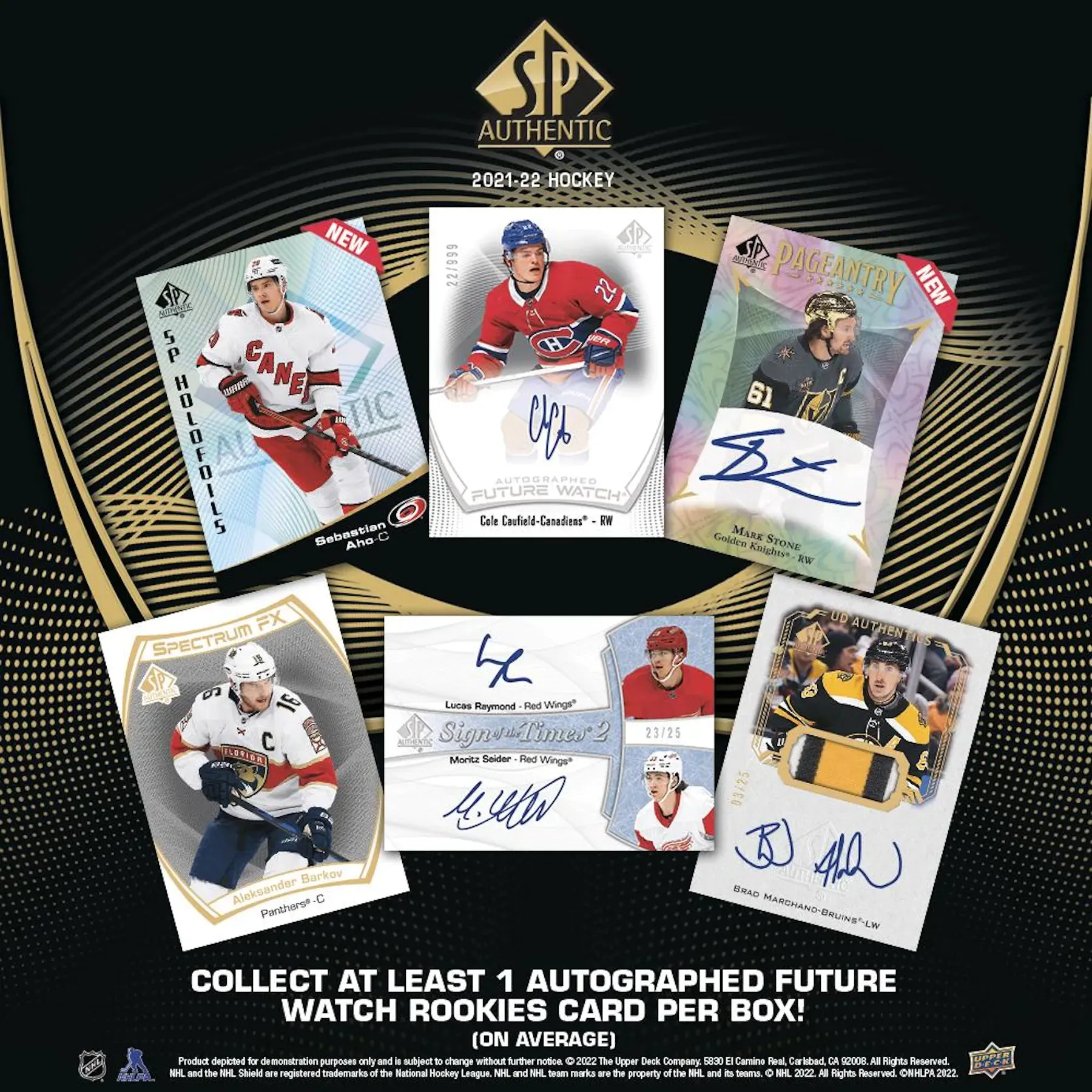 2021/22 Upper Deck SP Authentic Hockey Hobby Box 10 Packs Per Box, 9 Cards Per Box