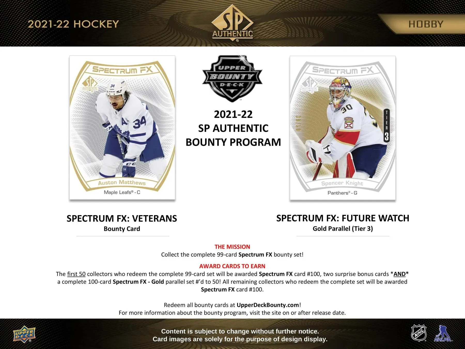 2021/22 Upper Deck SP Authentic Hockey Hobby Box 10 Packs Per Box, 9 Cards Per Box