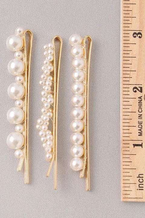 3 Pack Pearl Fashion Clips