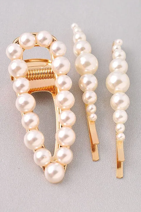 3 Pack Pearl Fashion Clips