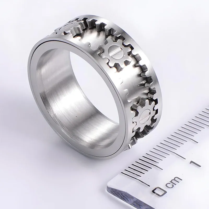 9MM Men's Titanium Rotating Ring Gear Mechanical Spinner