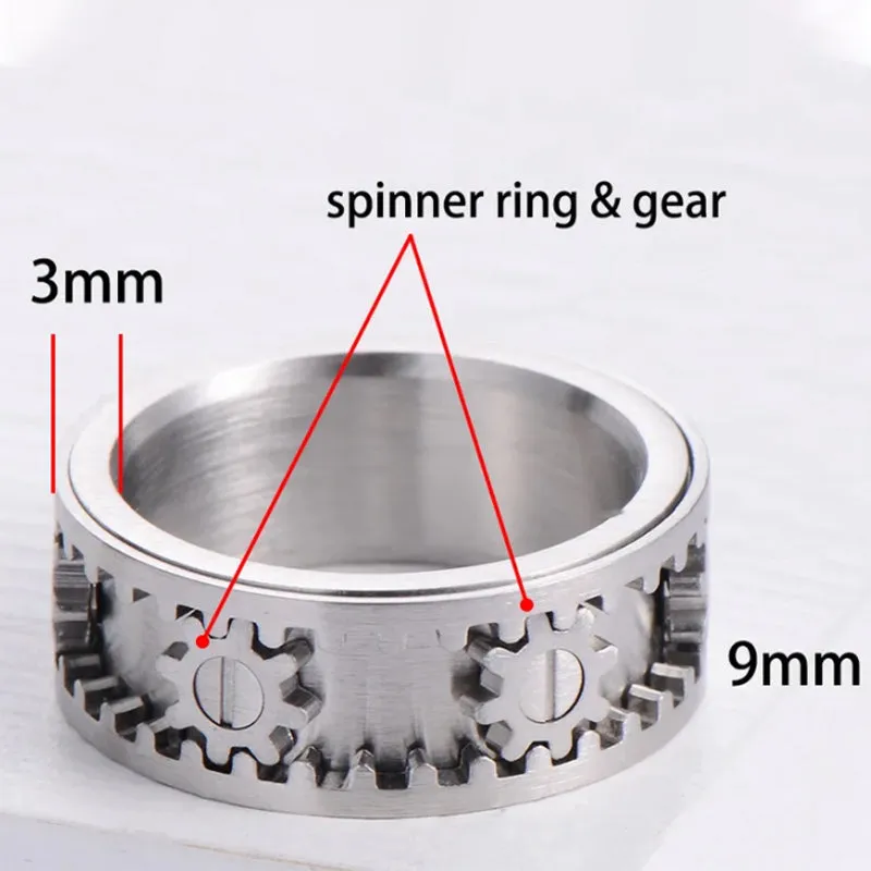 9MM Men's Titanium Rotating Ring Gear Mechanical Spinner