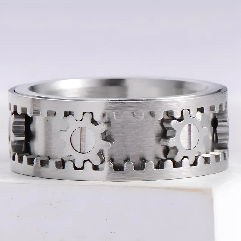 9MM Men's Titanium Rotating Ring Gear Mechanical Spinner