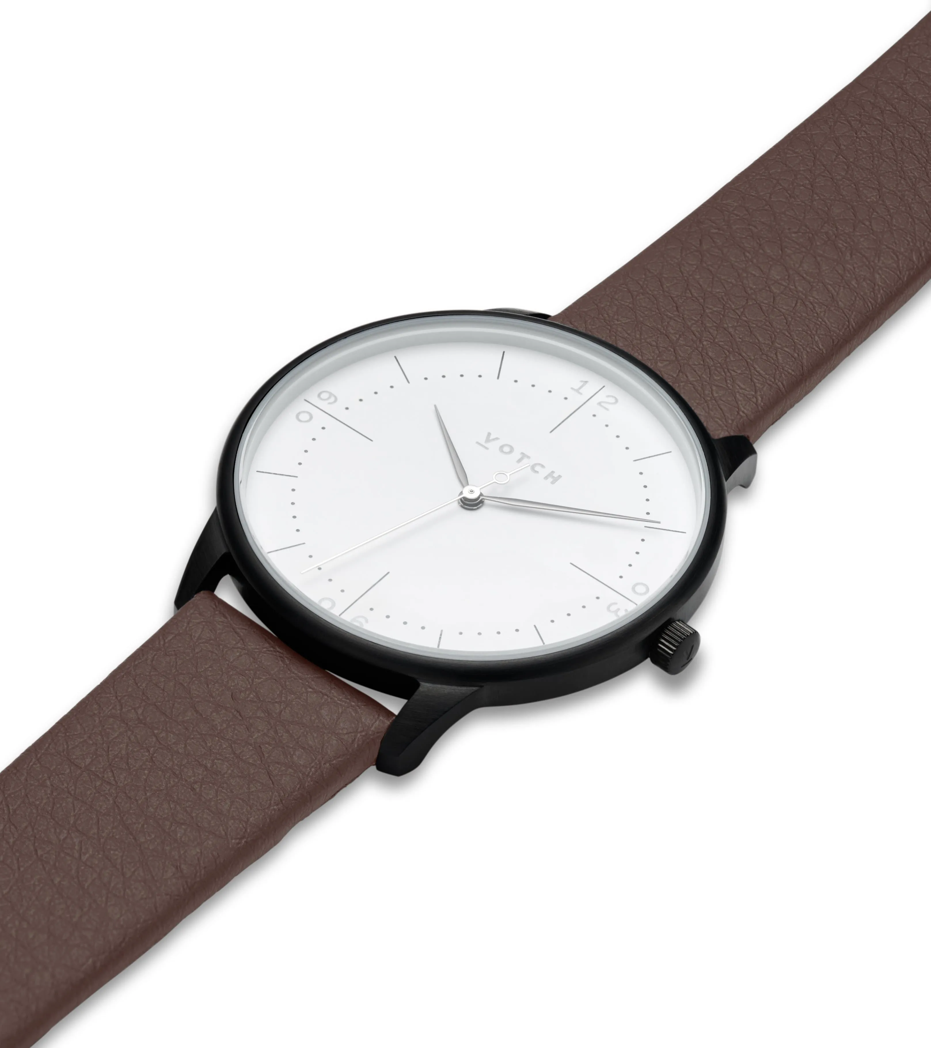 Aalto Watch with Black & White Dial | Brown Vegan Leather Strap