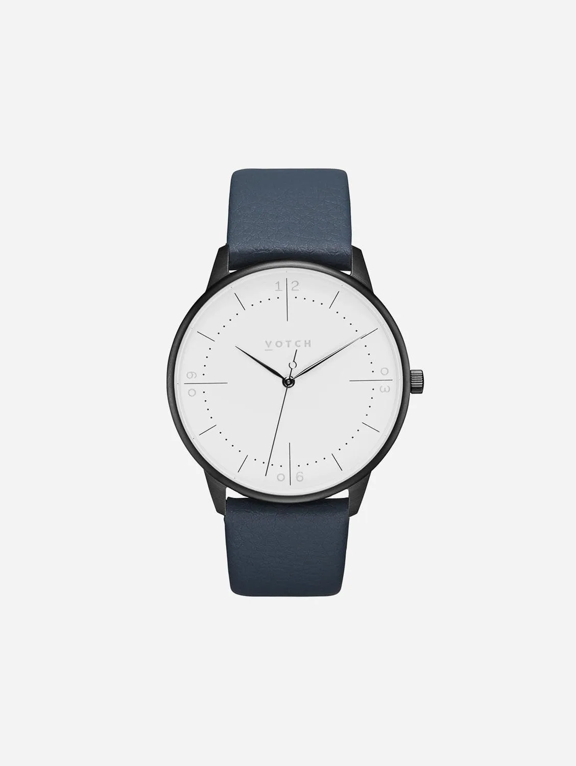 Aalto Watch with Black & White Dial | Navy Vegan Leather Strap