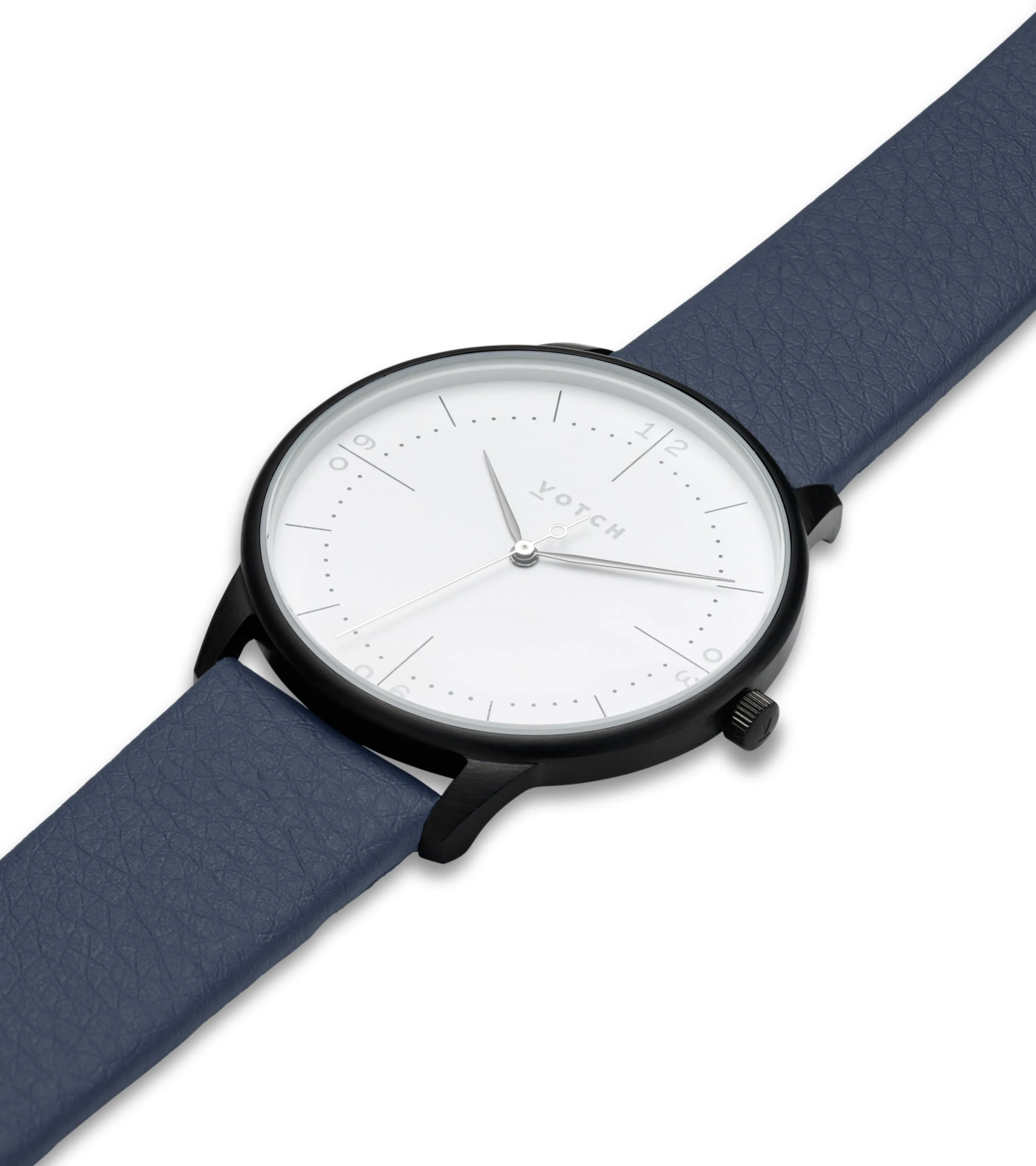 Aalto Watch with Black & White Dial | Navy Vegan Leather Strap