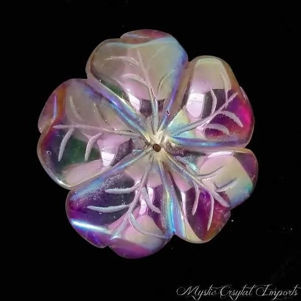 Angel Aura Quartz Hand Carved Flower