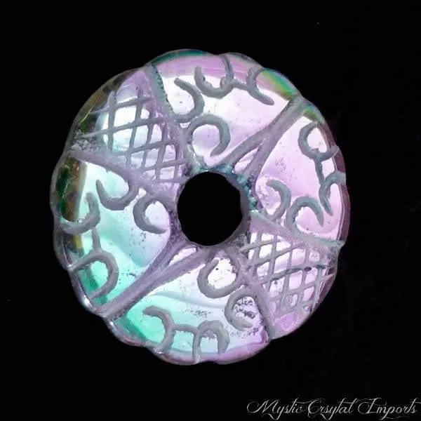 Angel Aura Rose Quartz Carved Disc