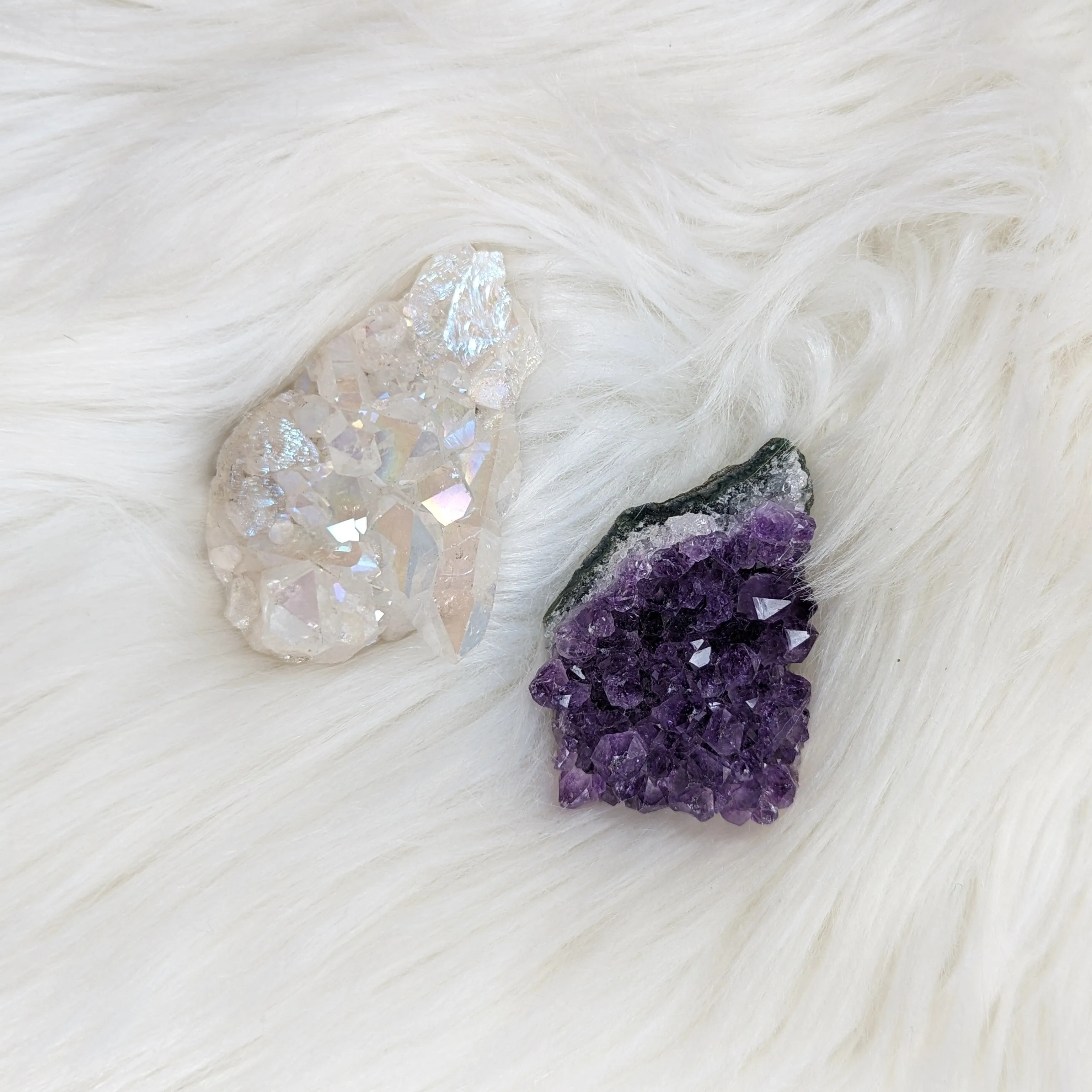 Angelic Amethyst & Clear Aura Quartz Set #3 ~ Ultra Glitzy and Uplifting Rainbow Energy