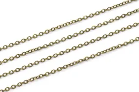 Antique Brass Vintage Chain, 5 Meters - 16.5 Feet (1.5x2mm) Antique Bronze Tone Brass Soldered Chain - Y006 ( Z028 )