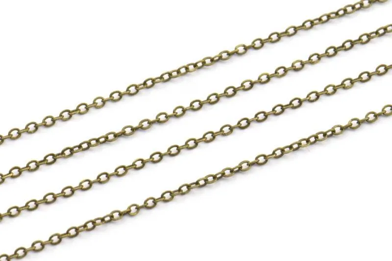 Antique Brass Vintage Chain, 5 Meters - 16.5 Feet (1.5x2mm) Antique Bronze Tone Brass Soldered Chain - Y006 ( Z028 )