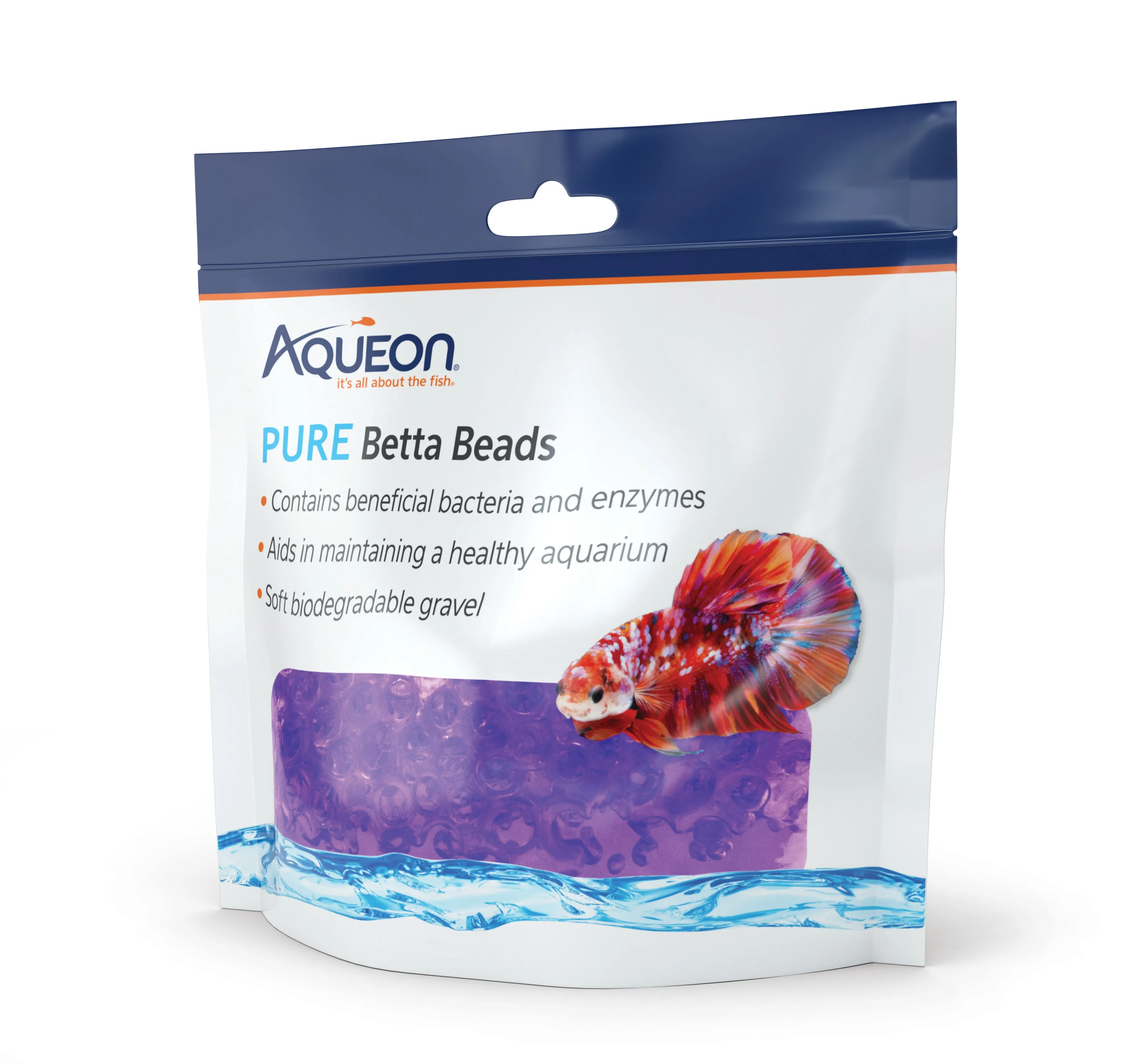 Aqueon Betta Beads, Purple Pouch