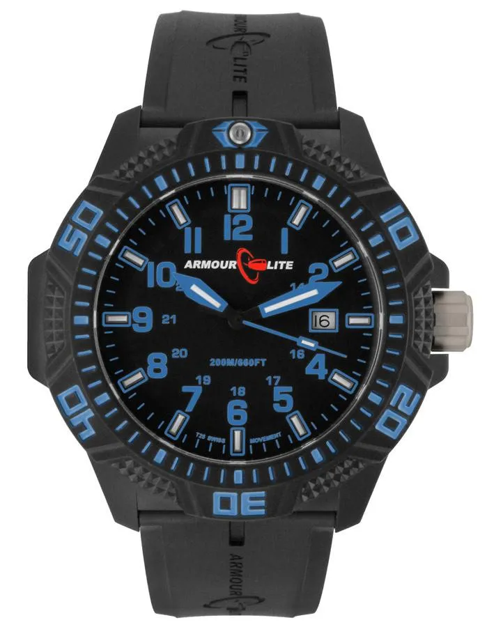 ArmourLite Caliber Series - Blue Accent - NB Rubber - Tritium - Date - 200m