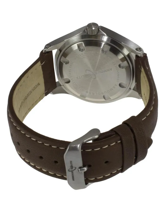 ArmourLite Field Series Mens Watch - Stainless - Leather Strap - Date - 100m