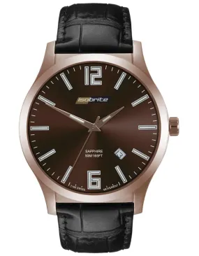 ArmourLite Isobrite Grand Slimline - Brown Dial - Rose-Tone - Black Leather