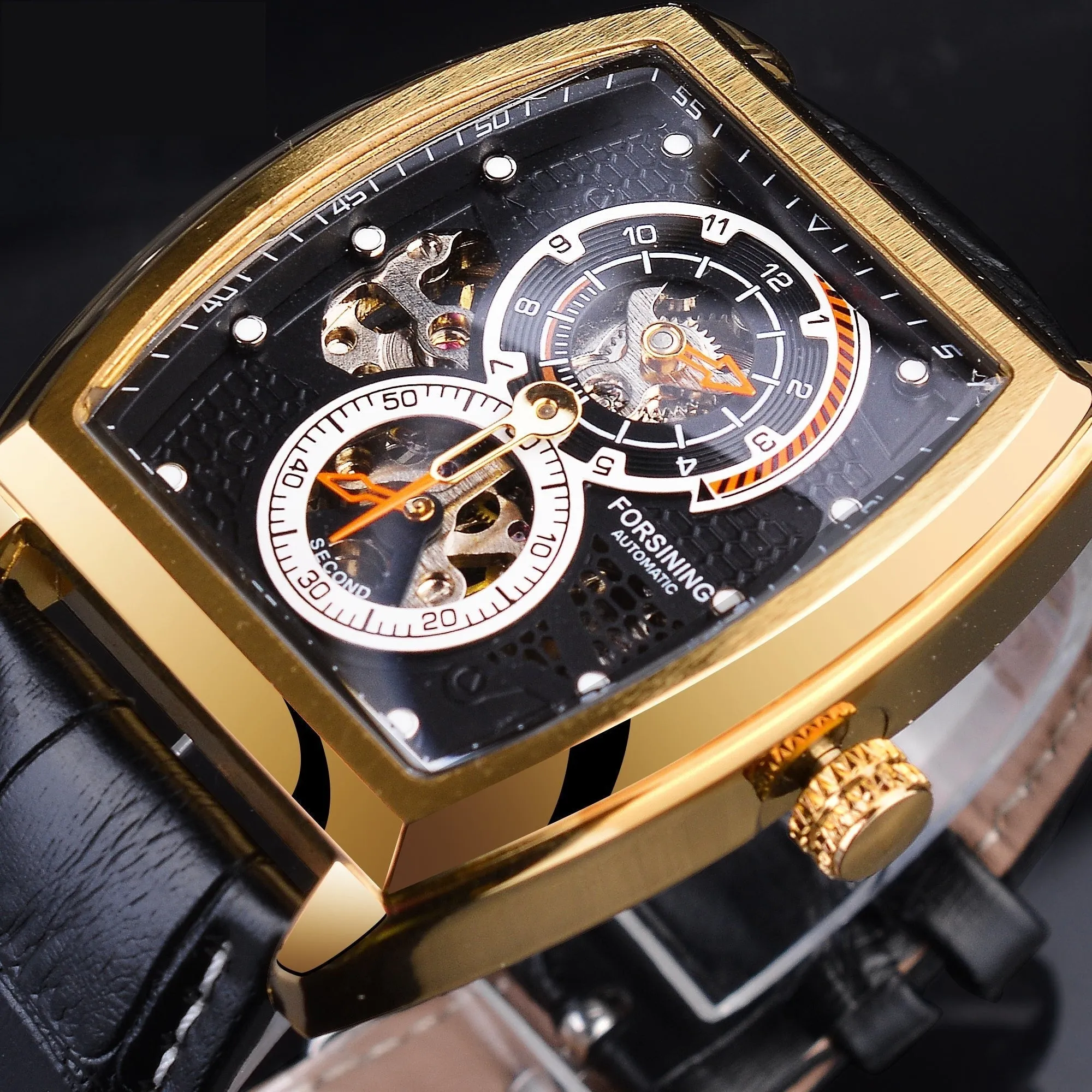 Automatic Unique Casual Two Dial Design Auto Date Watch for Men