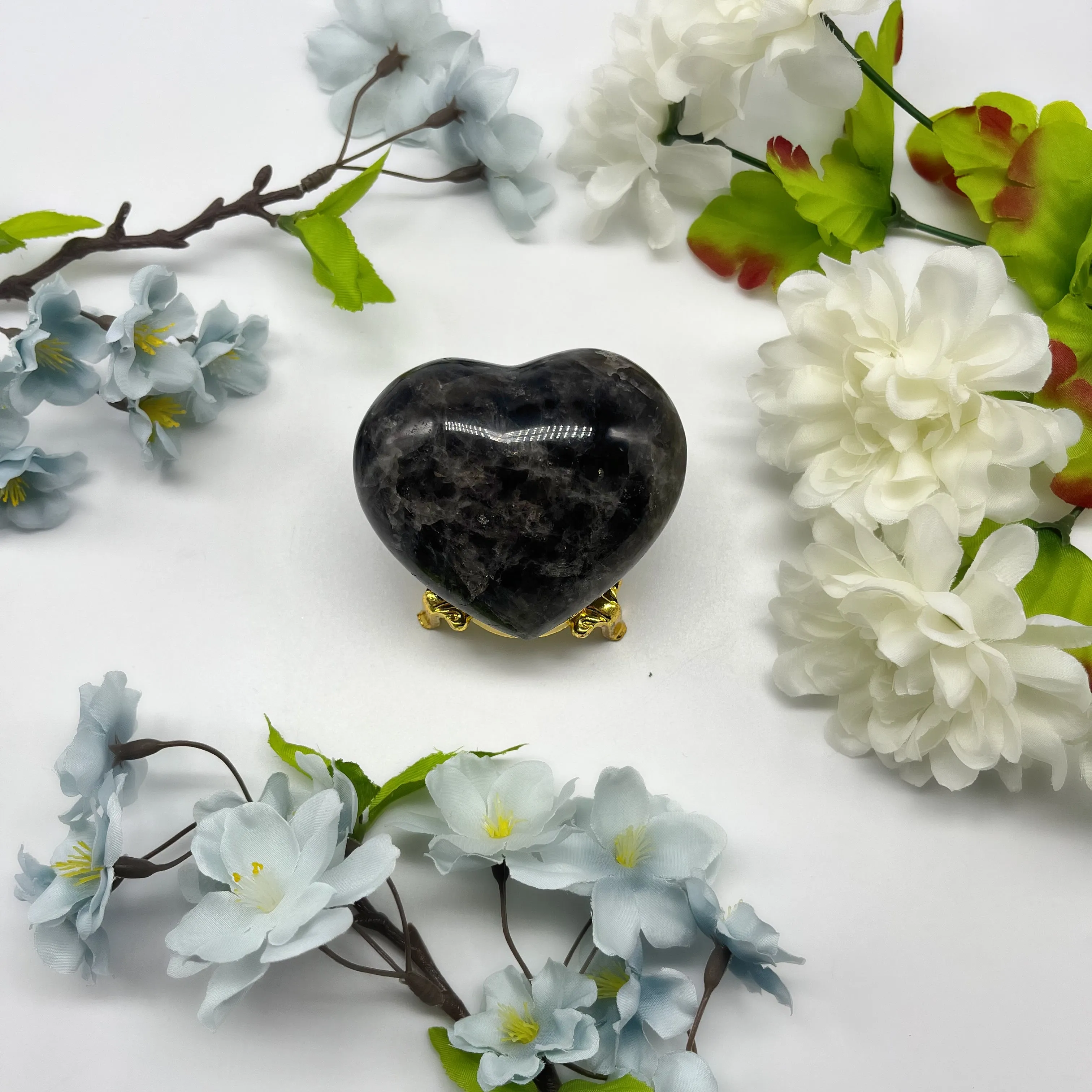 Black Star Rose Quartz Hearts