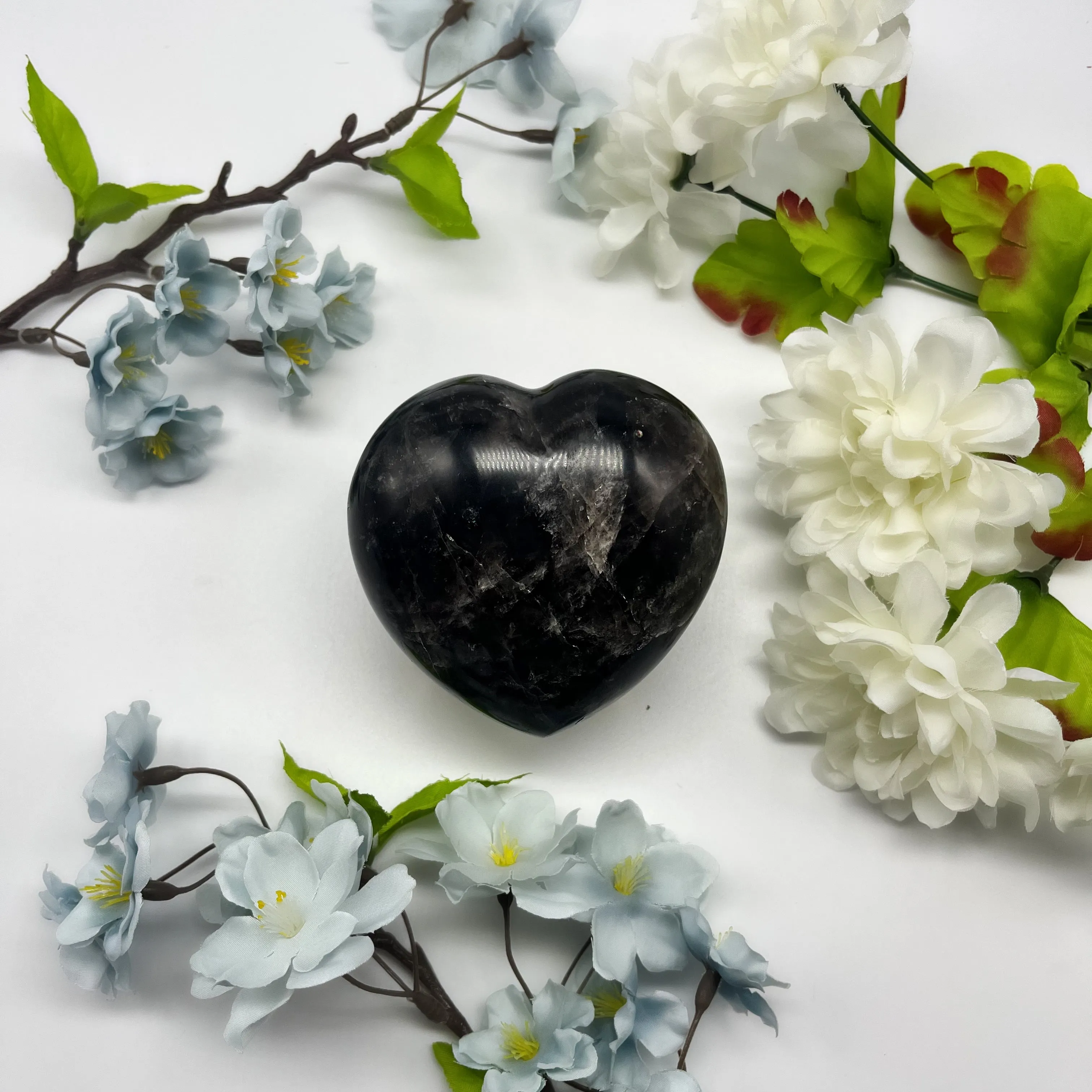 Black Star Rose Quartz Hearts