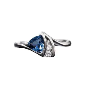 Blue Wave Triangle Cubic Zirconia Aquamarine Ring