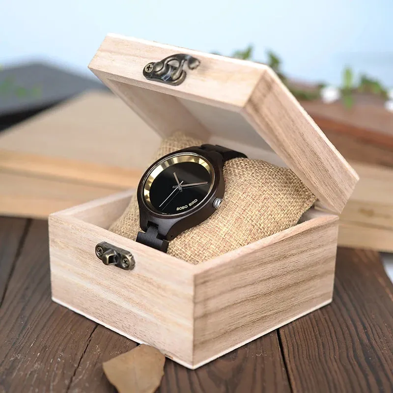 Bobo Bird Wooden Band Chronograph Watch for Women