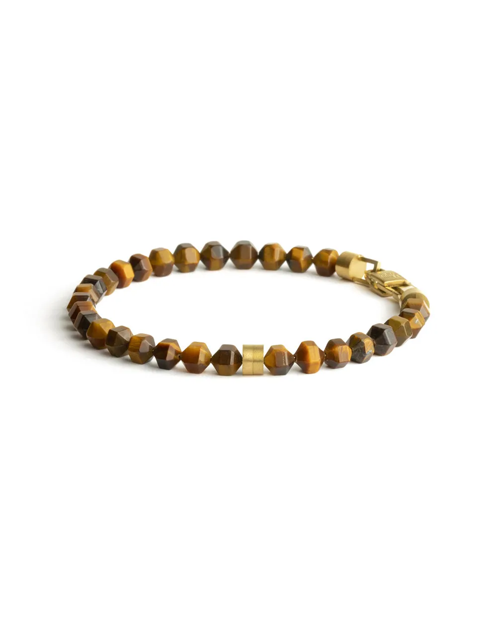 Bracelet with 6mm Tiger Eye stone and titanium element