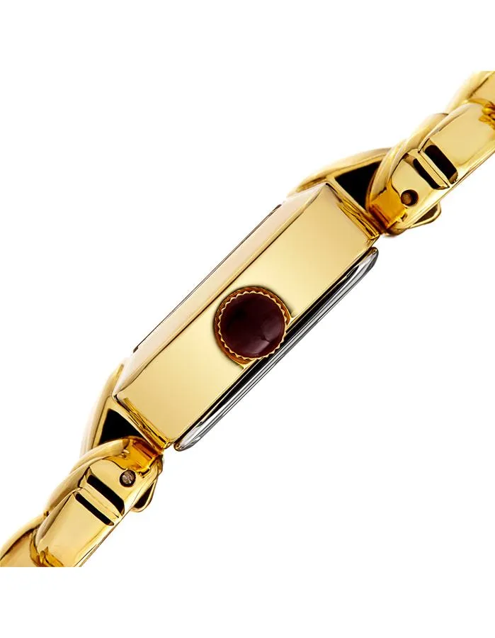 Bruno Magli Womens Mira Petite Square - Gold-Tone- Bracelet Strap - Black Dial