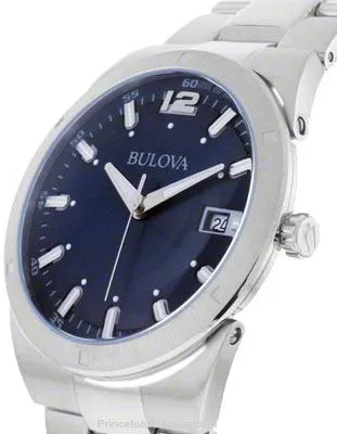 Bulova Mens Classic Dress Watch - Stainless Steel Case - Blue Dial - Date Window