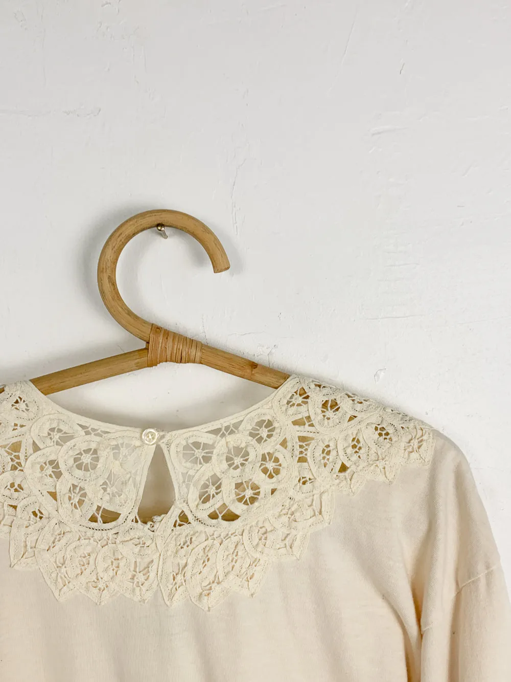 Capezio Cream Cotton Long Sleeve with Lace Neck