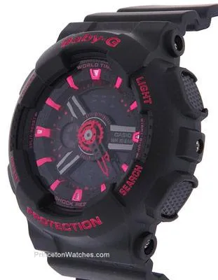 Casio Baby-G Black & Neon Pink Analog Digital Watch - 100 Meters - World Time