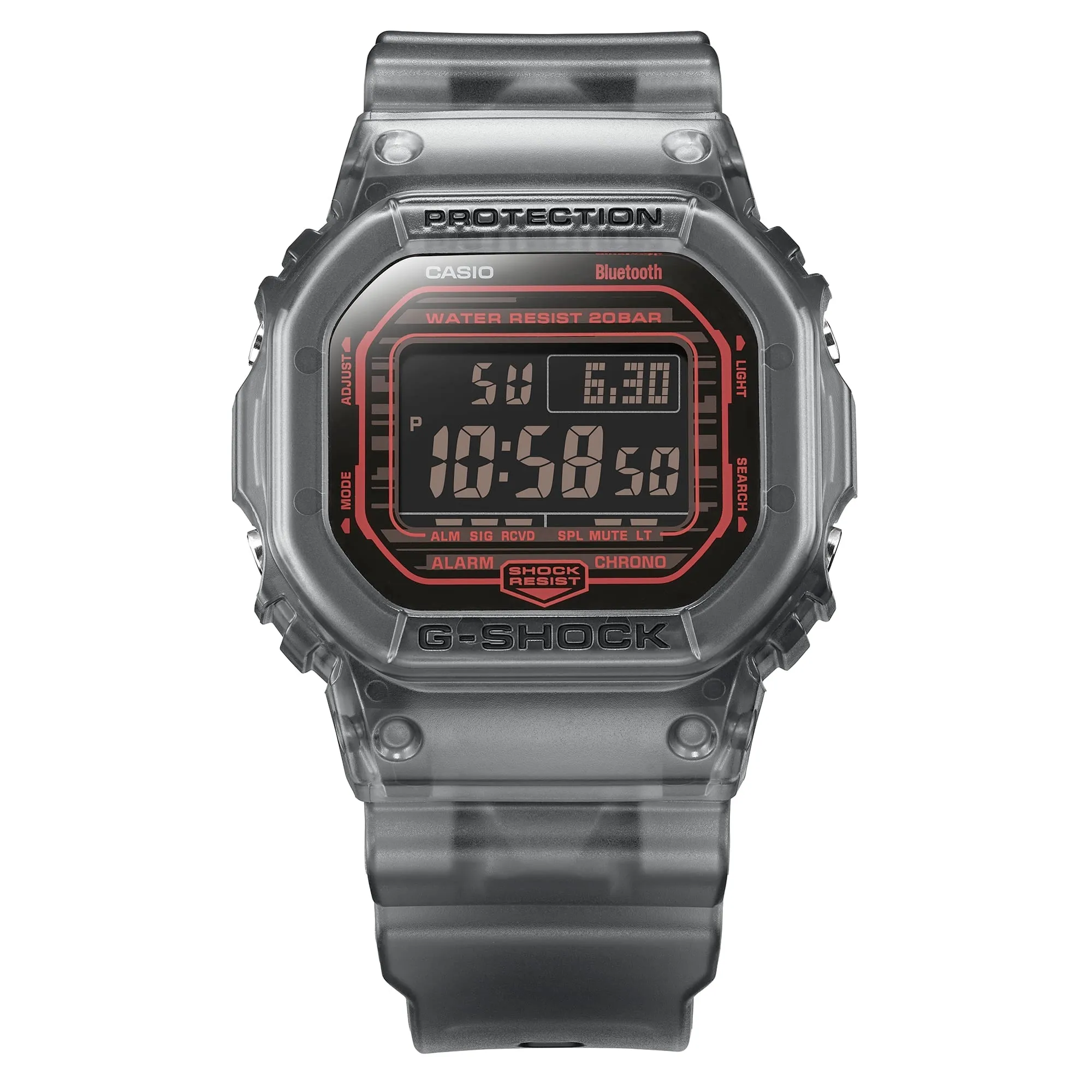 CASIO G-SHOCK DWB5600G-1 Bluetooth Clear Jelly Black Red Digital Watch