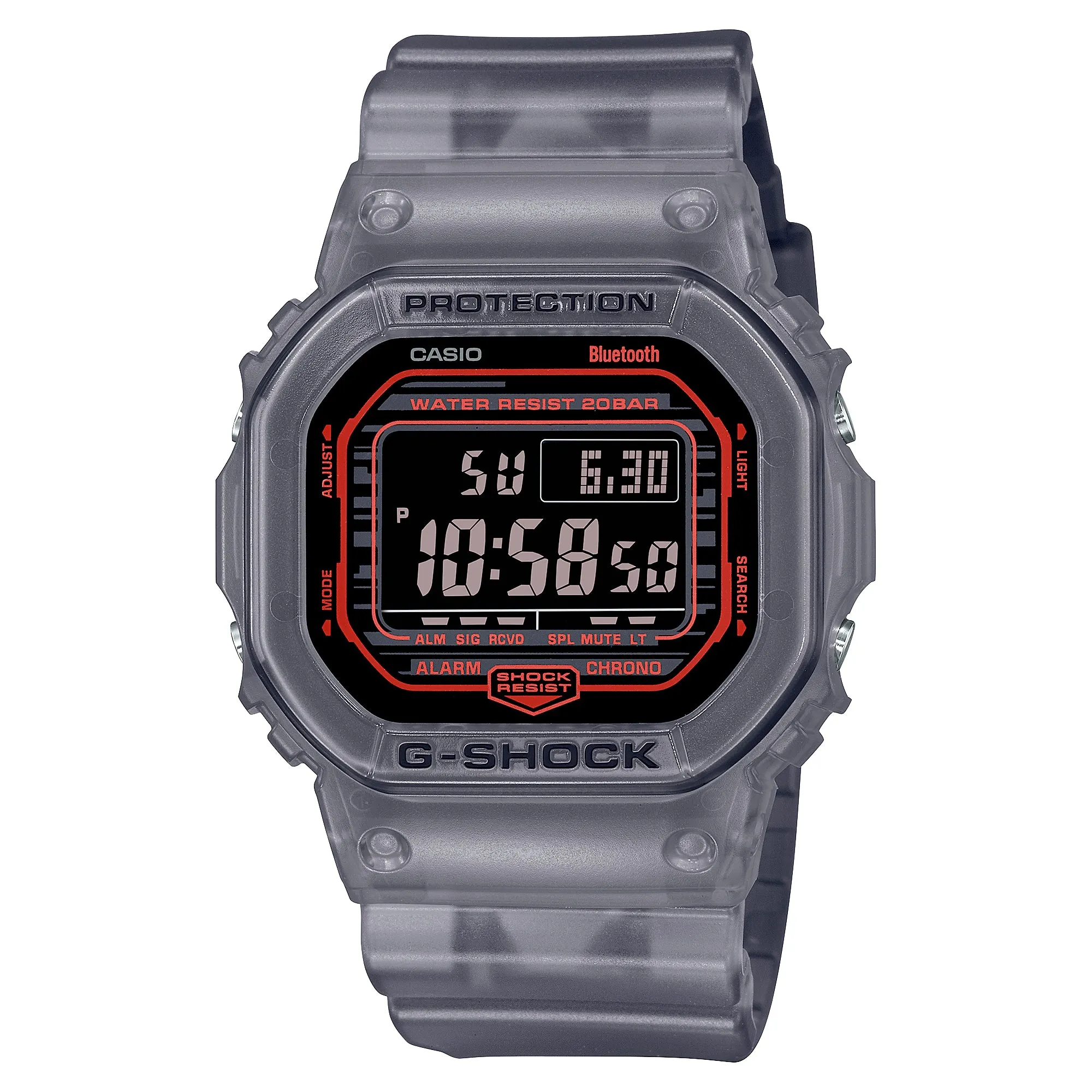 CASIO G-SHOCK DWB5600G-1 Bluetooth Clear Jelly Black Red Digital Watch