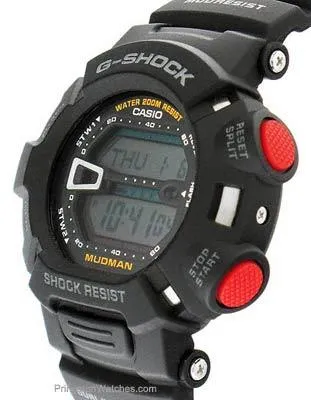 Casio G-Shock Mudman - Black with Red Accents - Low Temperature Resistant