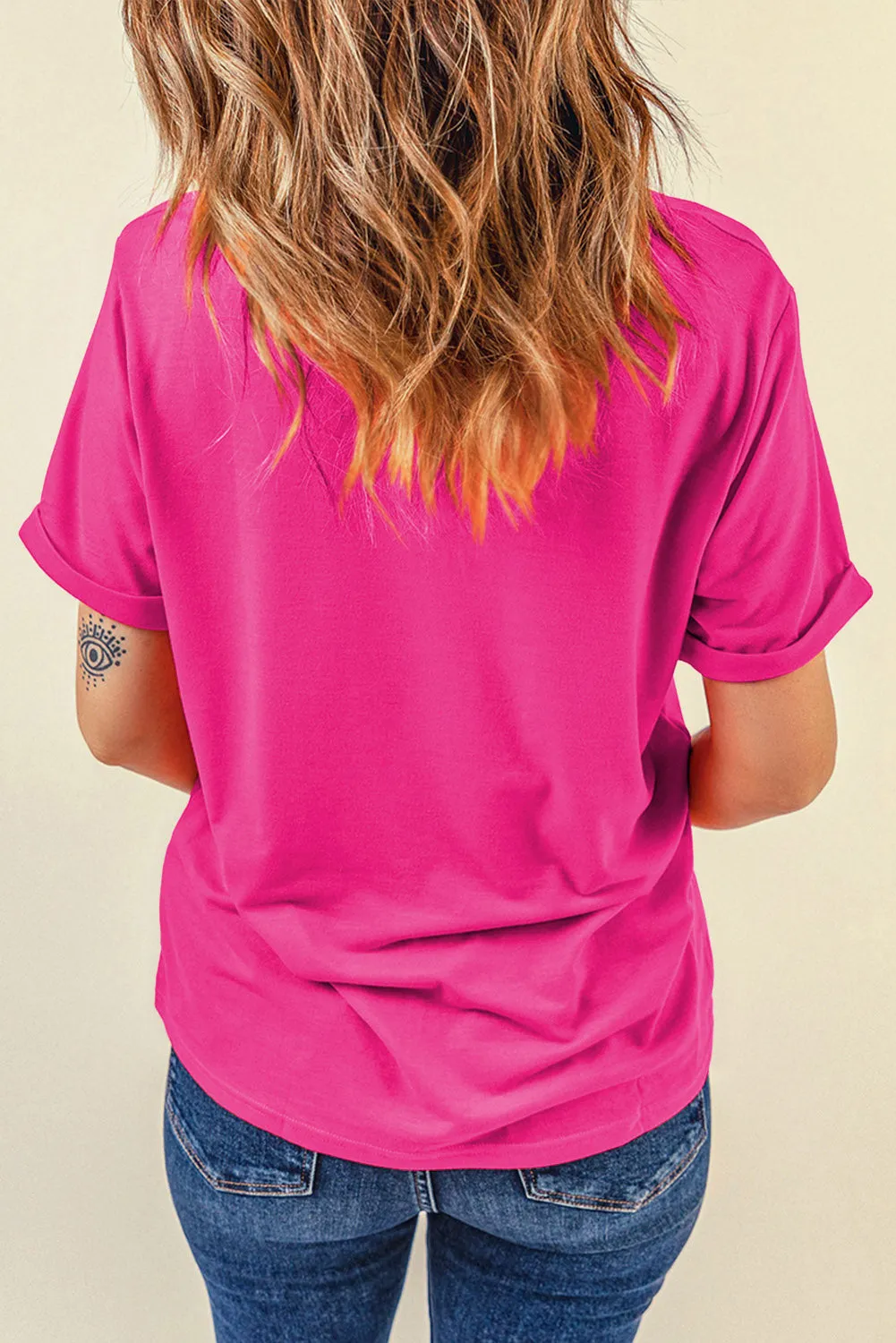 Casual Plain Crew Neck Tee