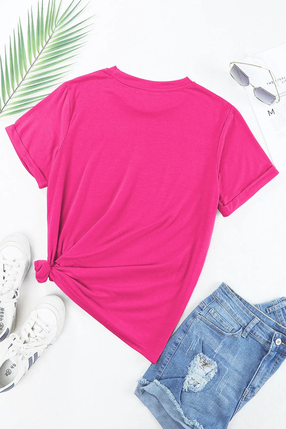 Casual Plain Crew Neck Tee