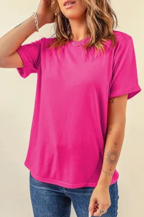 Casual Plain Crew Neck Tee