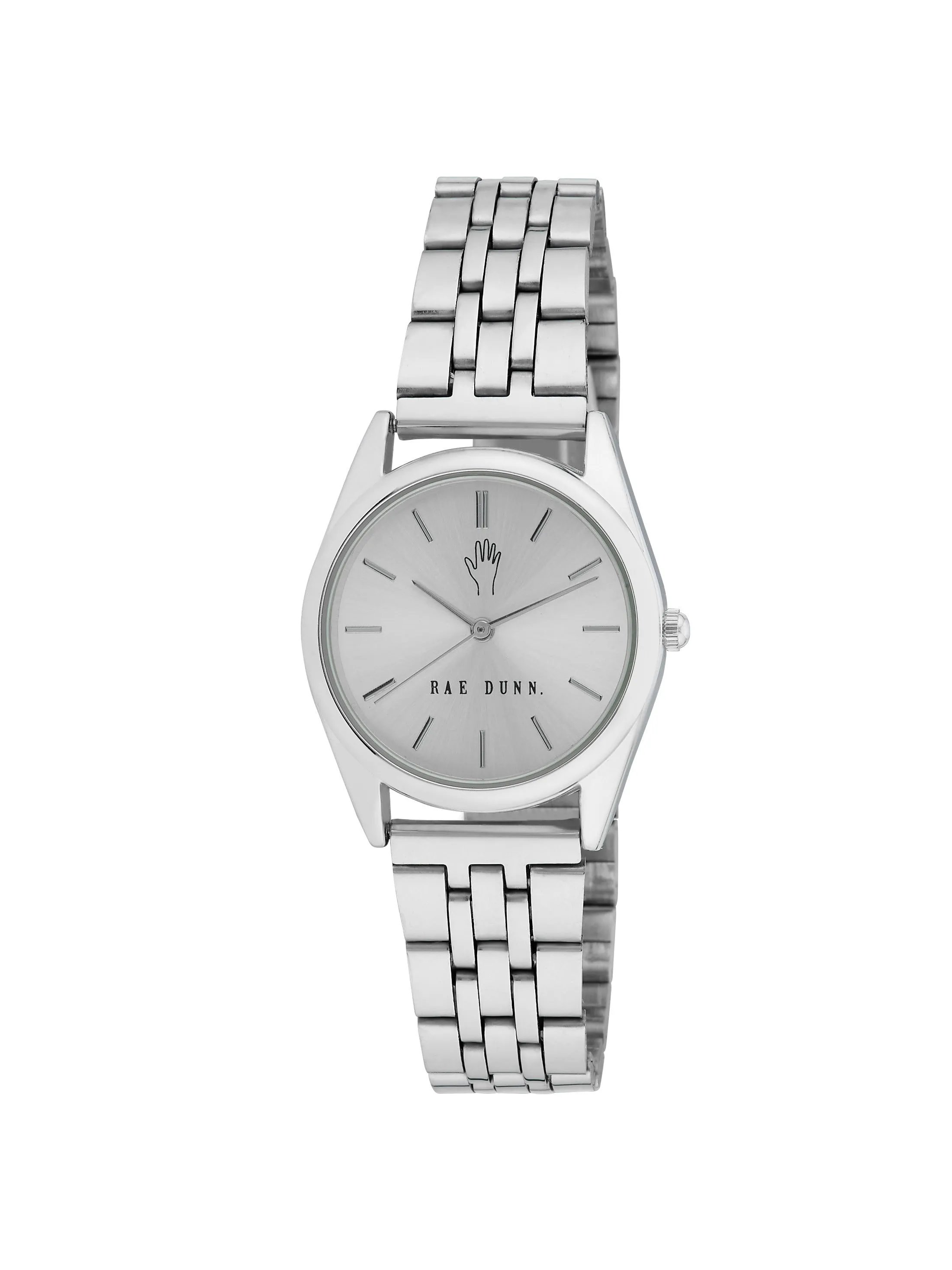 CHLOE Round Face Link Watch in Silver, 30mm