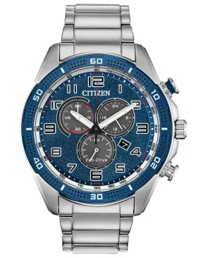 Citizen DRIVE AR Mens Chronograph - Stainless Steel - Blue Dial - Bracelet