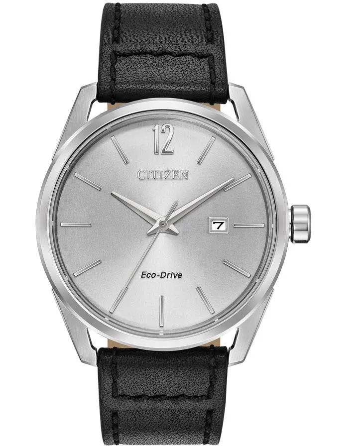 Citizen Drive CTO Mens Watch - Stainless Steel - Silver-Tone - Date - Leather