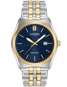 Citizen Eco-Drive Mens Corso Watch - Two-Tone Case & Bracelet - Blue Dial - Date