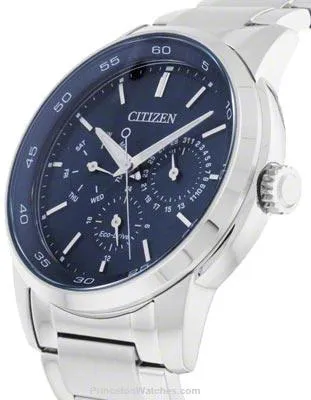 Citizen Eco-Drive Mens Dress Watch - Blue Dial - Stainless Case & Bracelet