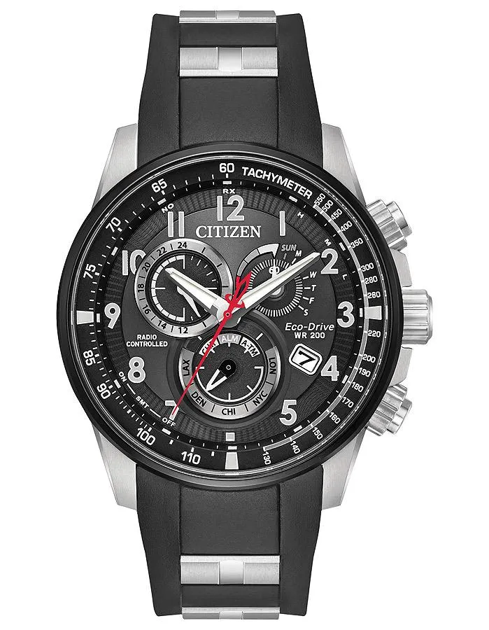 Citizen Eco-Drive Promaster Chrono AT - Black Dial - Black Rubber & Steel Strap