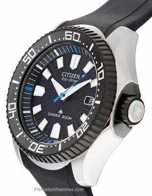 Citizen Mens Eco-Drive Promaster Diver - Black Dial - Black Rubber Strap