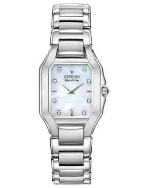 Citizen Signature Ladies Fiore 9 Diamond Watch - Mother-of-Pearl Dial - Steel